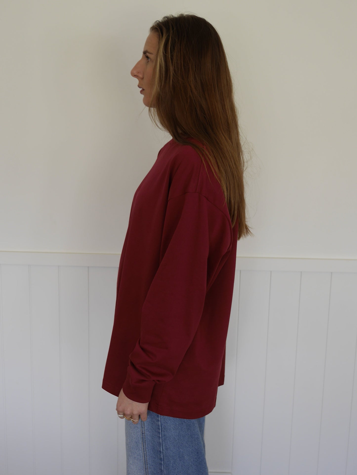 Maroon Oversized Long-sleeve