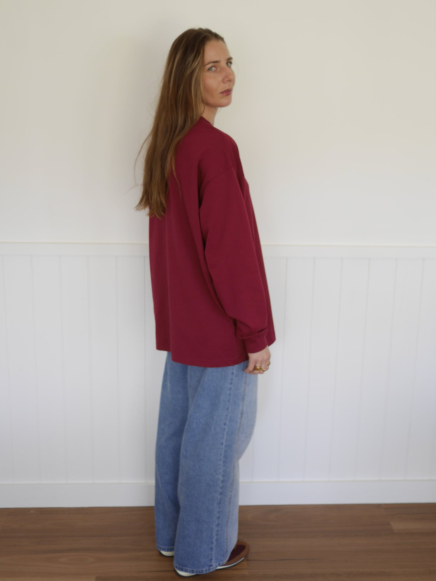 Maroon Oversized Long-sleeve