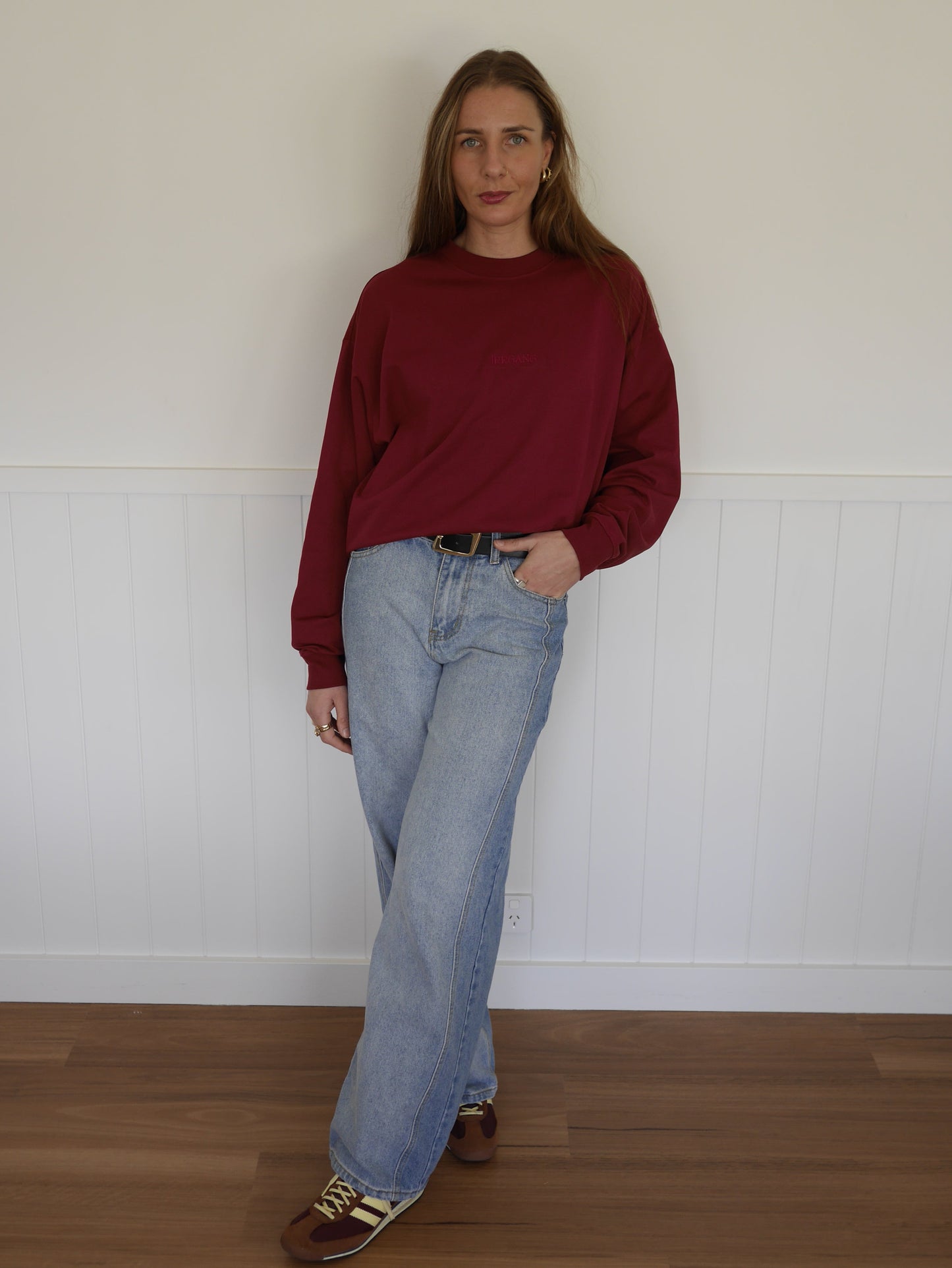 Maroon Oversized Long-sleeve