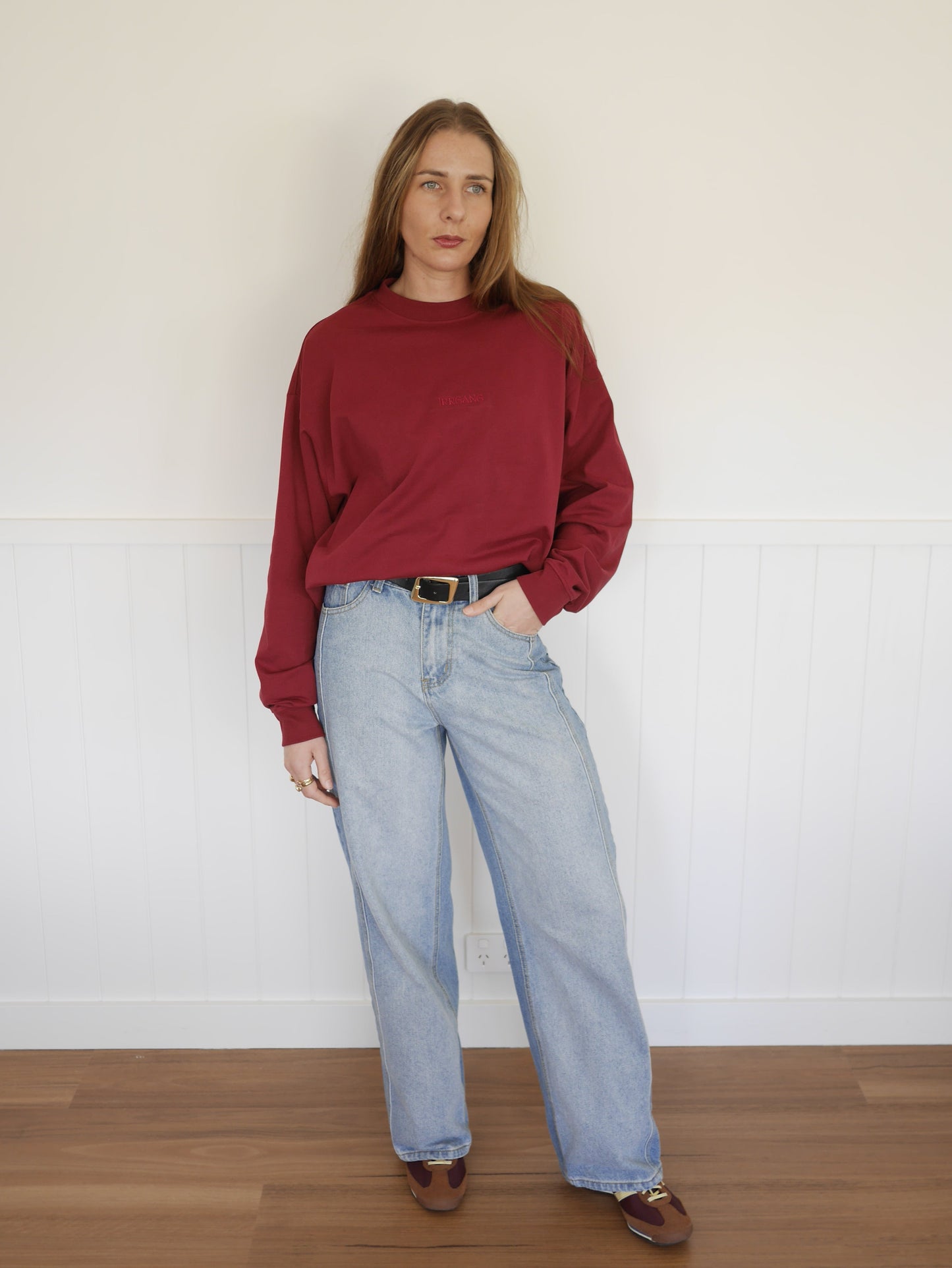 Maroon Oversized Long-sleeve