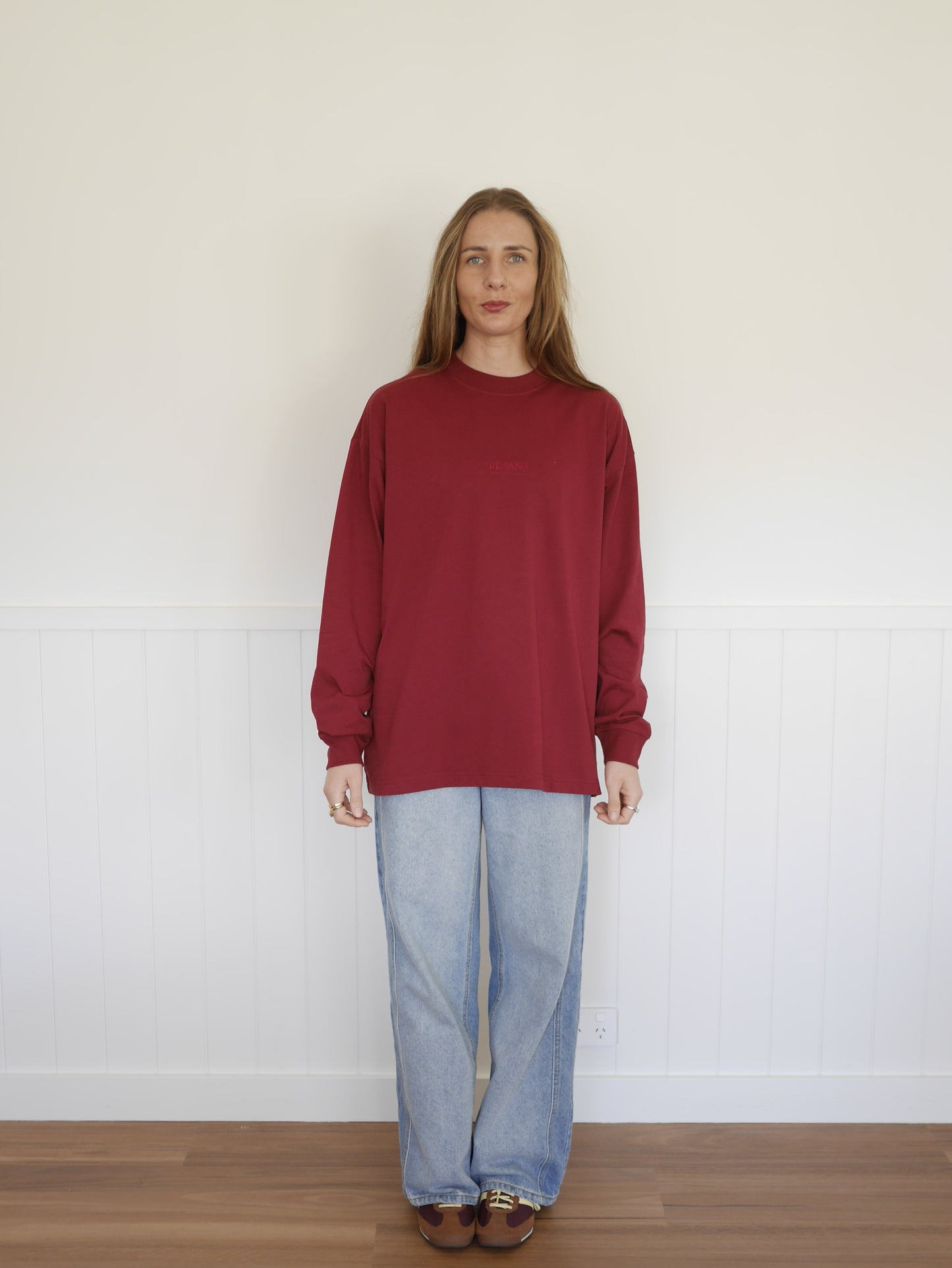 Maroon Oversized Long-sleeve