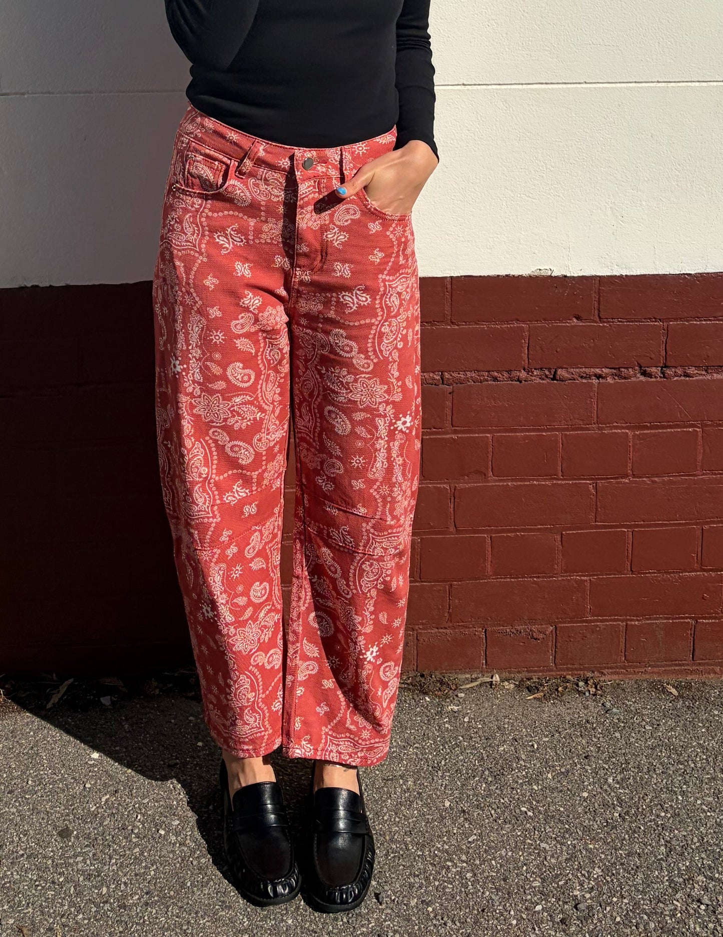 Paisley Barrel Jean in Rust