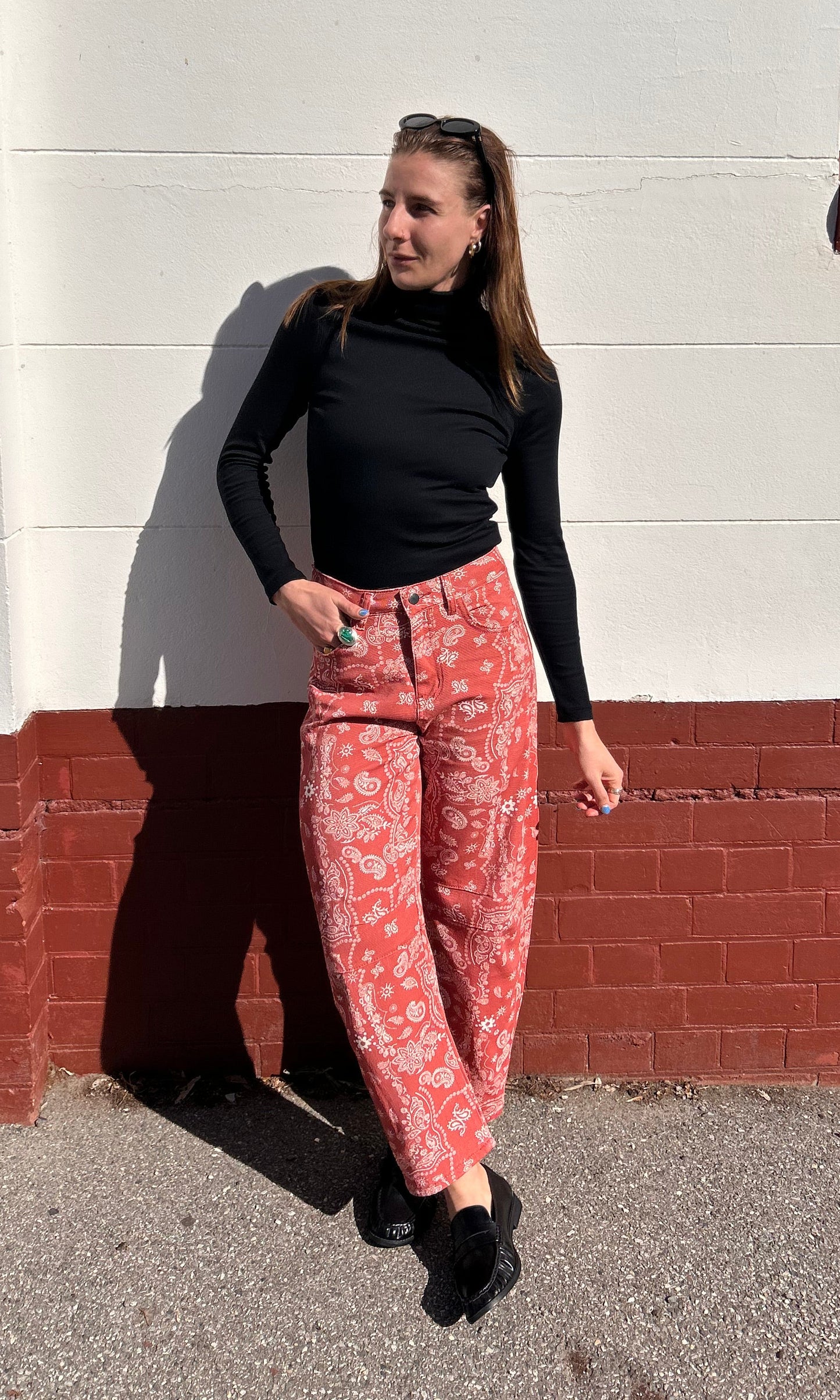 Paisley Barrel Jean in Rust